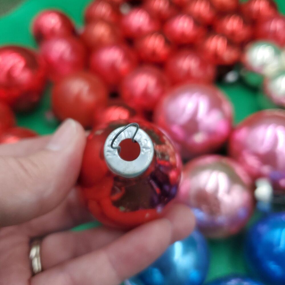 Lot of 59 Vintage Shiny Metallic Christmas Ornaments All Size/Color Made In USA - Picture 11 of 15
